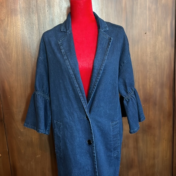 Nanette Lepore Denim Midi Coat Duster S - Picture 2 of 13